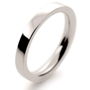 Flat Court Very Heavy -  2.5mm (FCH2.5 W) White Gold Wedding Ring